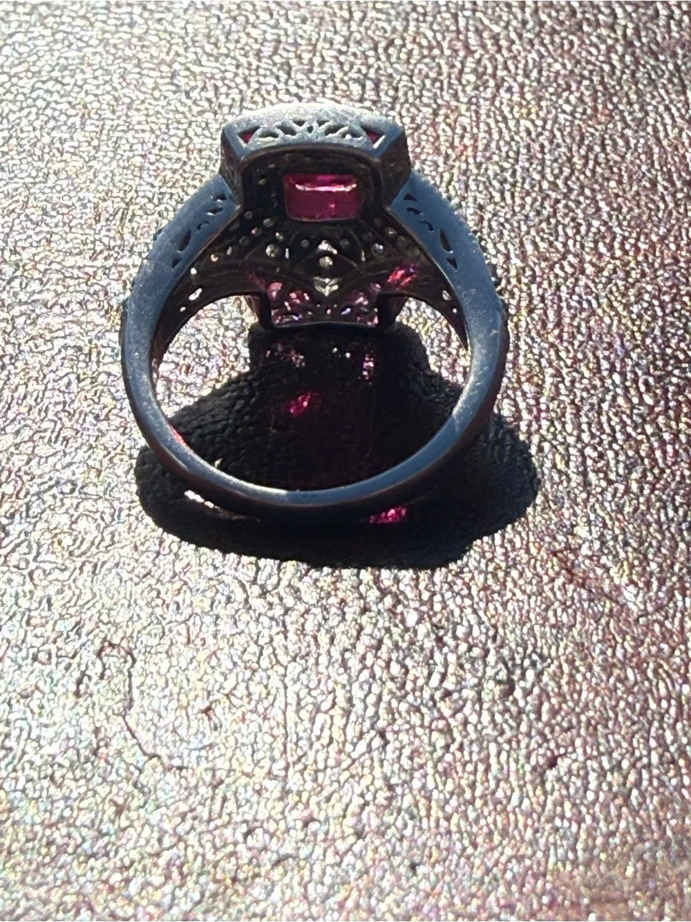 Vintage Engagement Style 925 Sterling Silver Lab Ruby CZ Cluster Ring Size 7